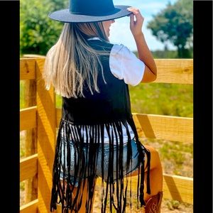 Black Fringe Western Vest